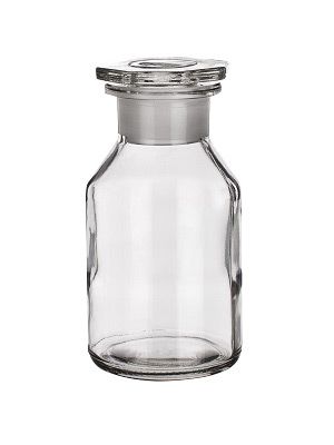 Reagent bottle, soda lime, wide neck, clear, with glass stopper