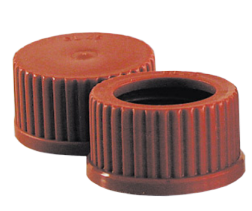 ecoLab Screw caps, GL 45 made from PP, closed, red, 10 pieces