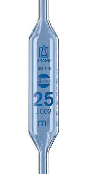 Bulb pipettes, BLAUBRAND®, 10 mL, red, class AS, 2 marks, AR-GLAS®, DE-M