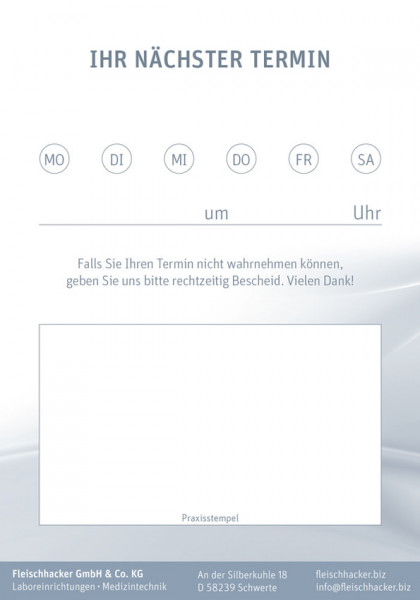 Terminzettel für Patienten, zum Bestempeln