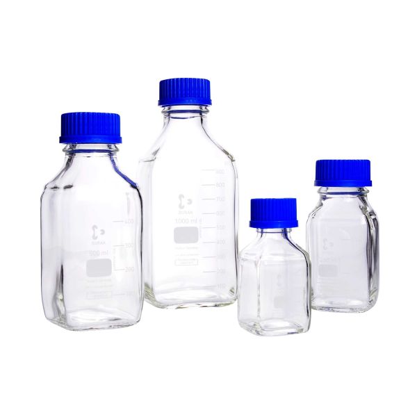 DURAN® Vierkant-Laborflaschen, mit Kappe und Ausgiessring