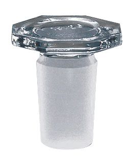 Conical ground joint stopper, Boro 3.3, octagonal grip
