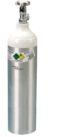 Oxygen bottle,2 l, aluminum brushed, filled