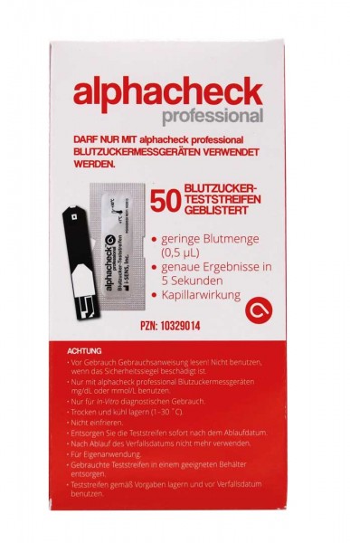 alphacheck professional Blutzuckerteststreifen, geblistert