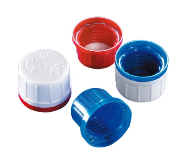 Tamper evident closure, PP, blue, narrow neck bottles series 310 HDPE