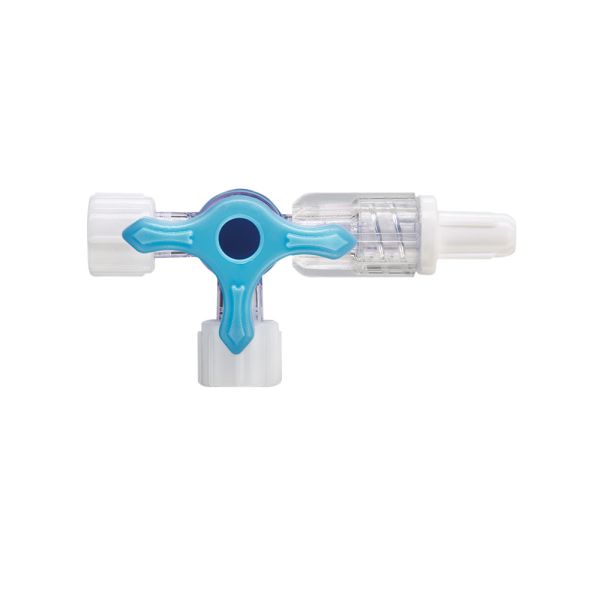 Polyway Pro three-way stopcock, blue